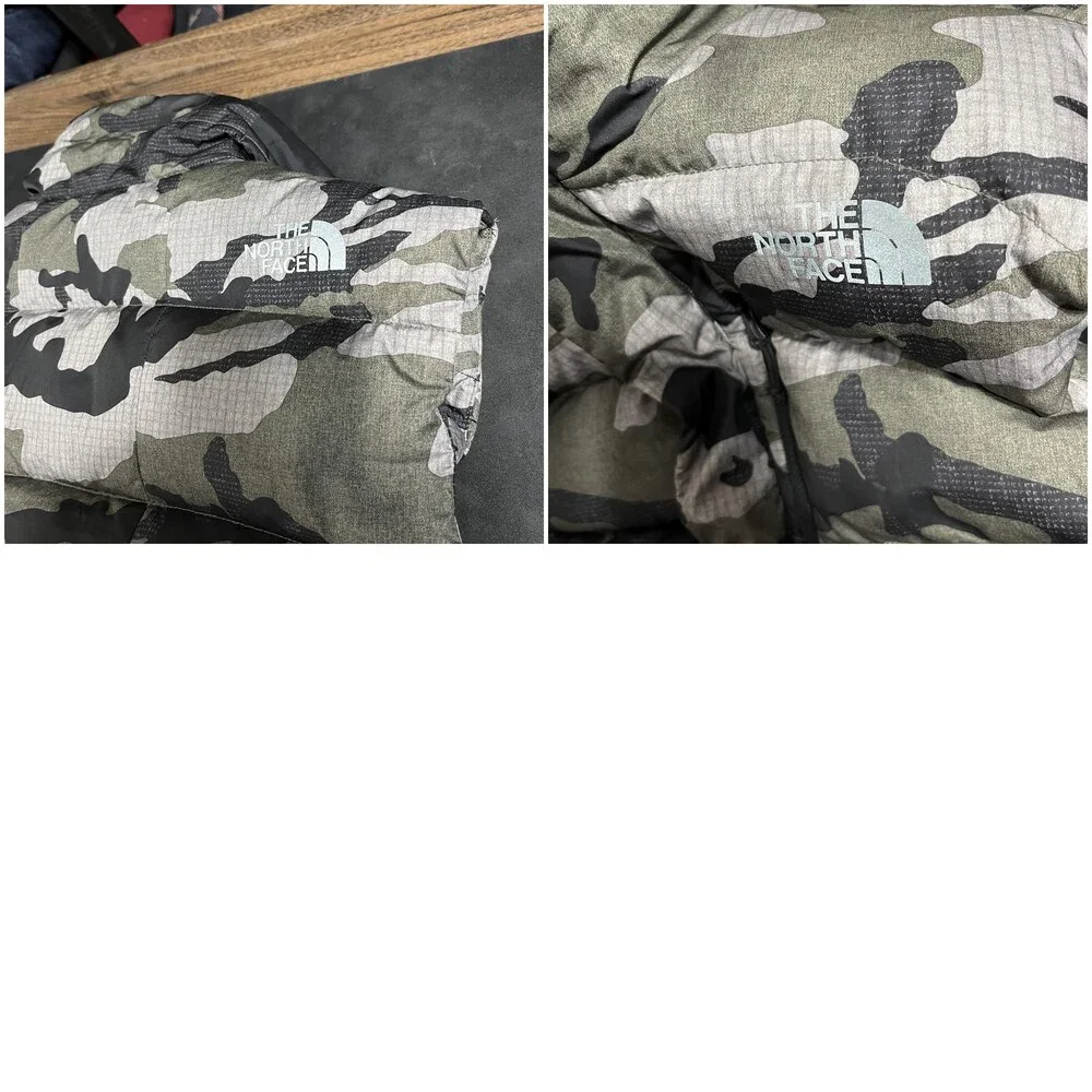 The North Face Nuptse 550 Down Puffer Vest Men Large Camo Ripstop Hiking Vintage
